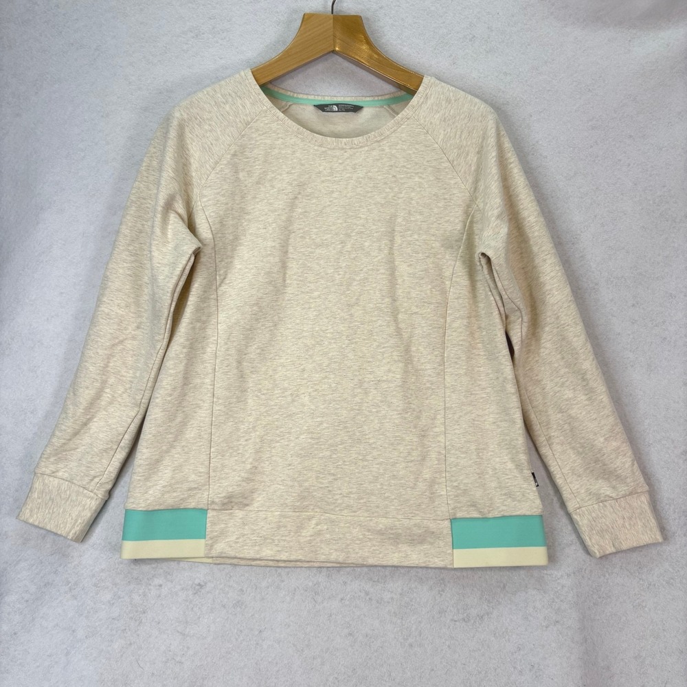 The North Face Oatmeal Heather Teal Trim Sweatshirt Womens‎ XL Gorpcore Casual